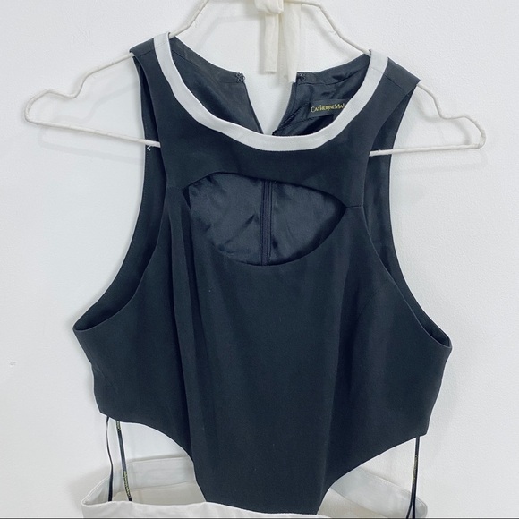 Catherine Maladrino cut-out gown with white leather waist band NWT - Picture 6 of 14